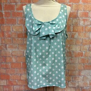 American Rag Mint Green Bow Front Polka‎ Dot Tank Top